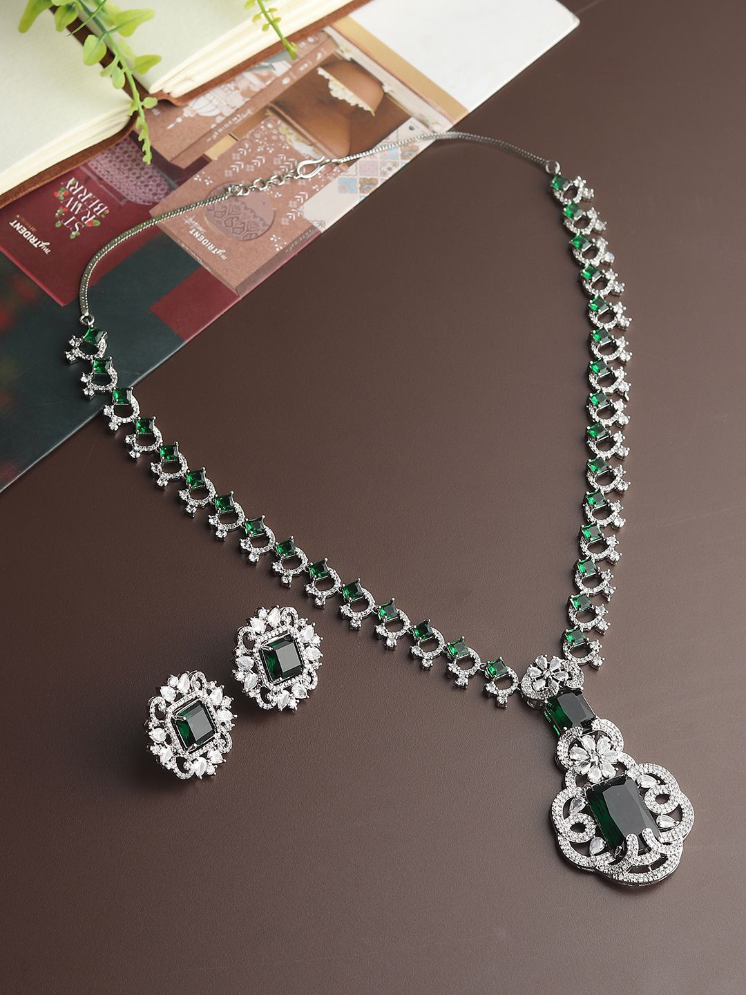 

RHOSYN Rhodium Plated Cubic Zirconia Studded Jewellery Set, Silver