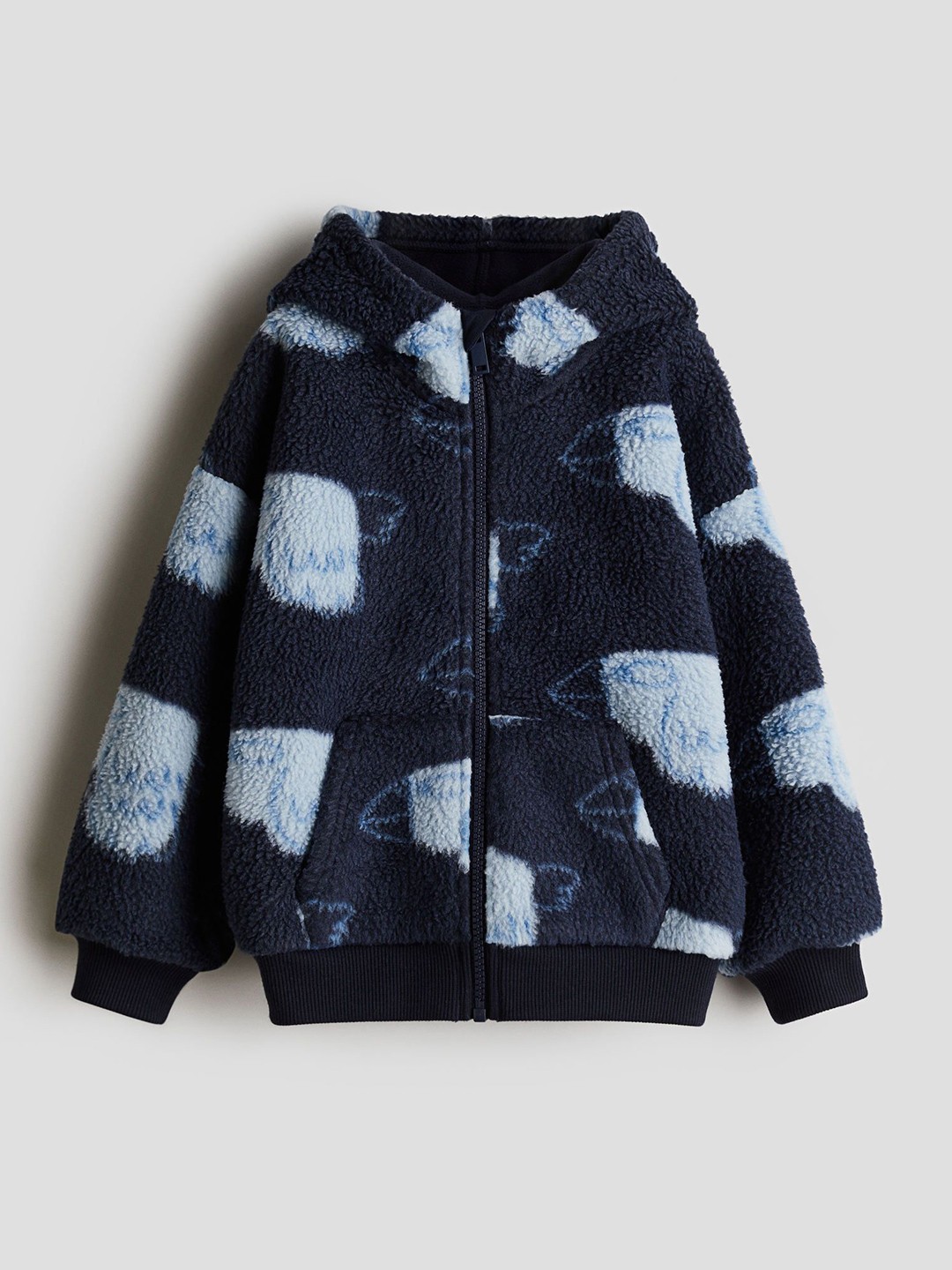 

H&M Boys Fluffy Zip-Through Hoodie, Navy blue
