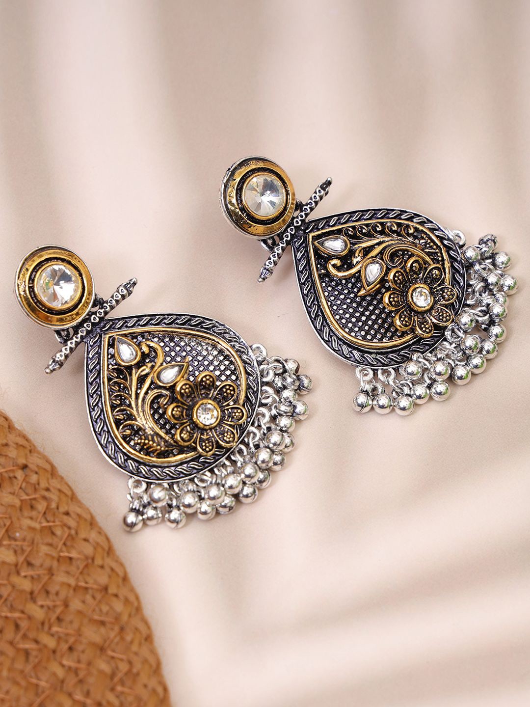 

Styled Diva Contemporary Jhumkas Earrings, Silver
