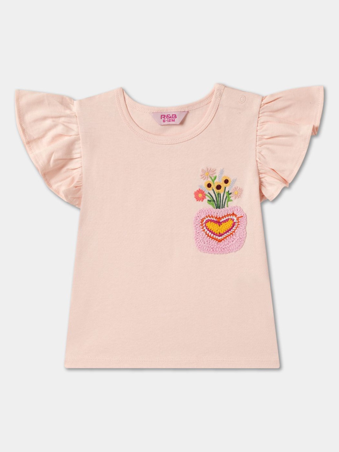 

R&B Flutter Sleeve Cotton Top, Pink