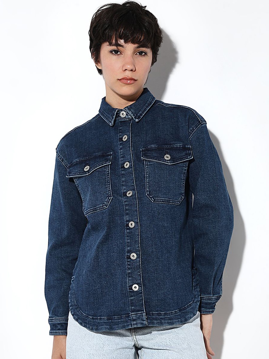 

ONLY Women Washed Denim Jacket, Blue