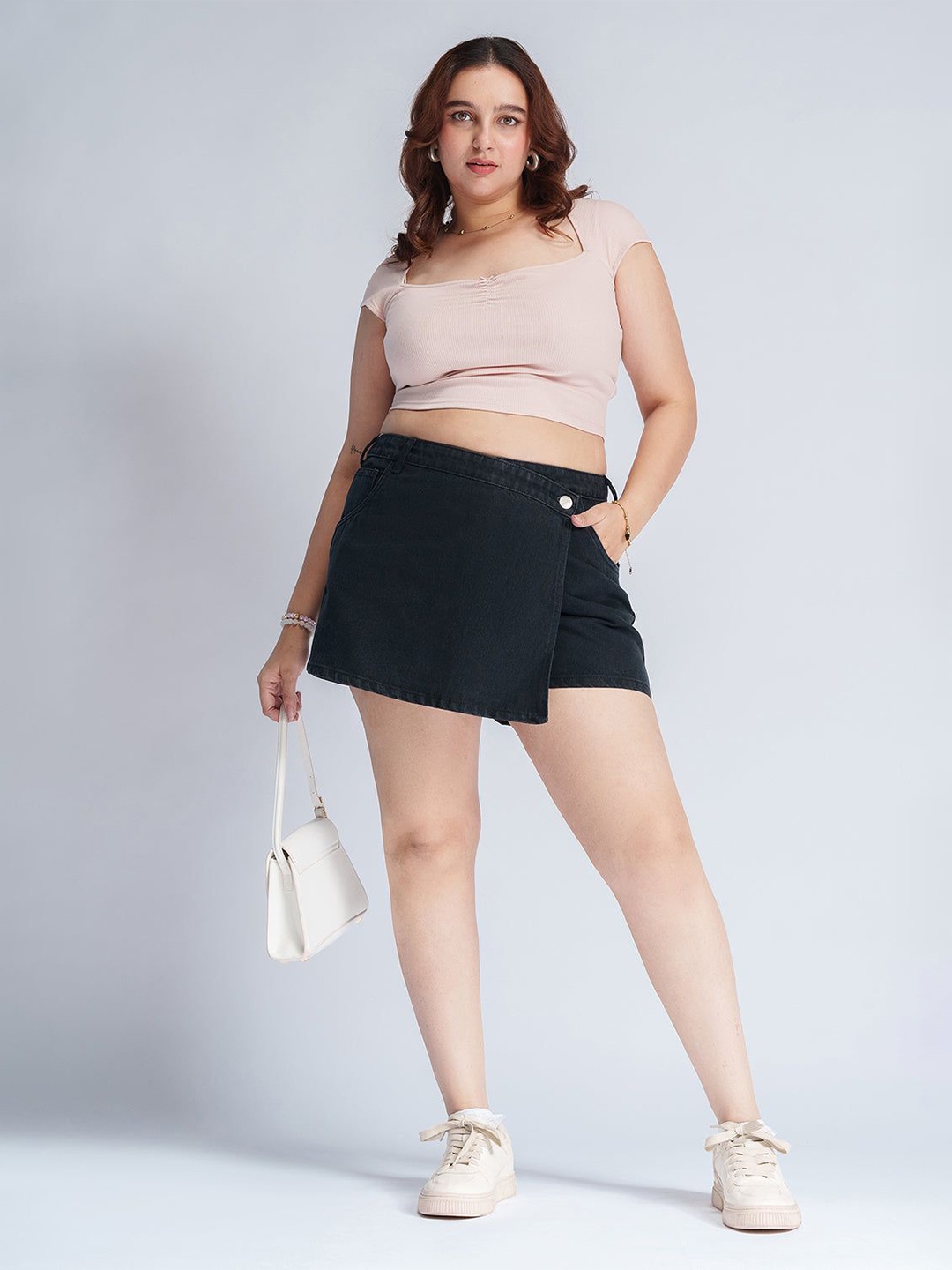 

FREAKINS Pure Cotton Skorts Mini Skirt, Black
