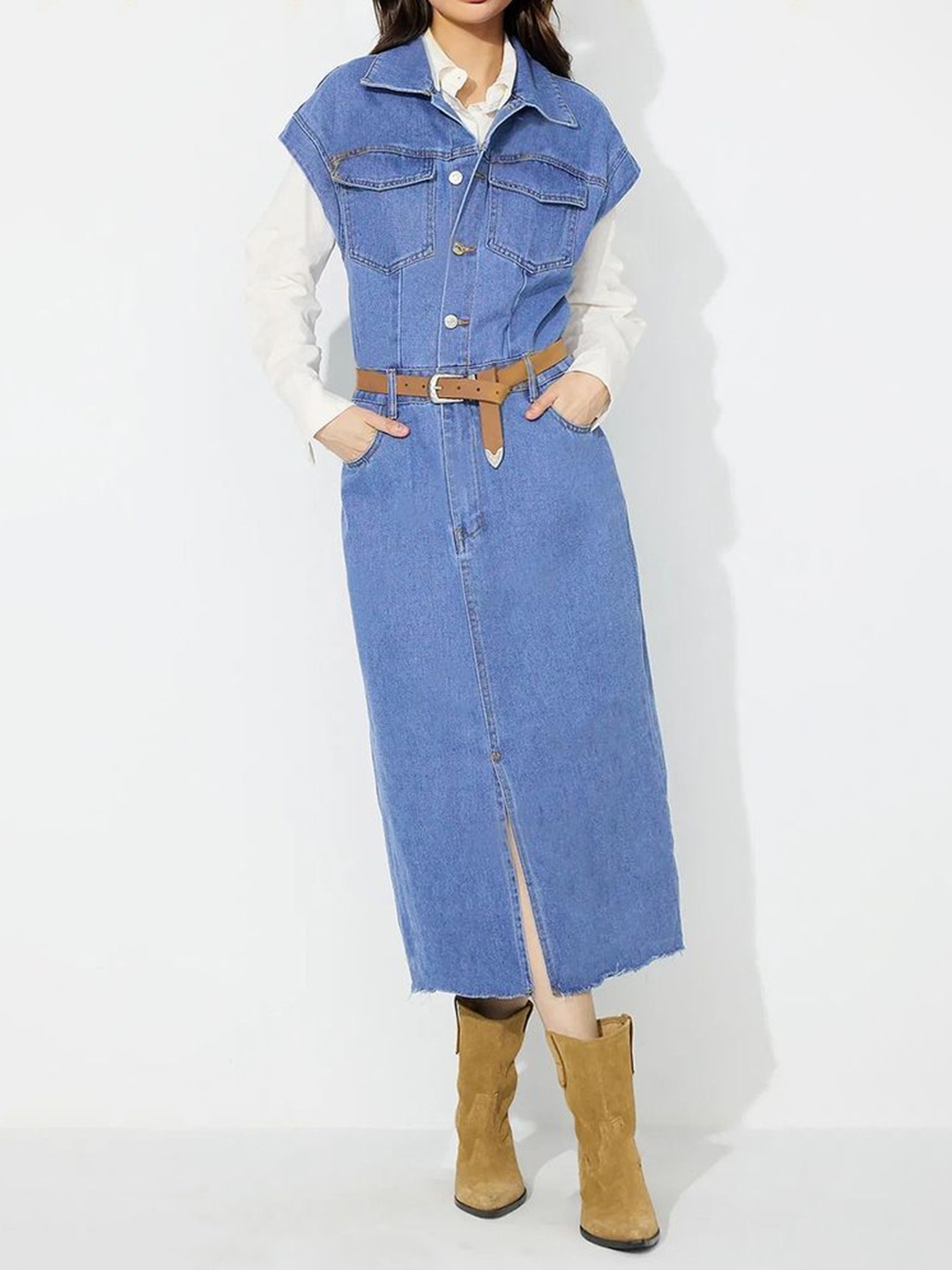 

LULU & SKY Shirt Midi Dress, Blue