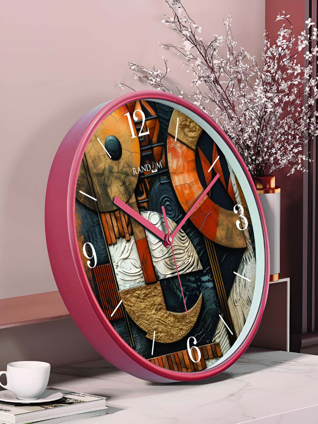 

RANDOM Printed Round Shaped Sweep Silent Movement Contemporary Wall Clock, Black
