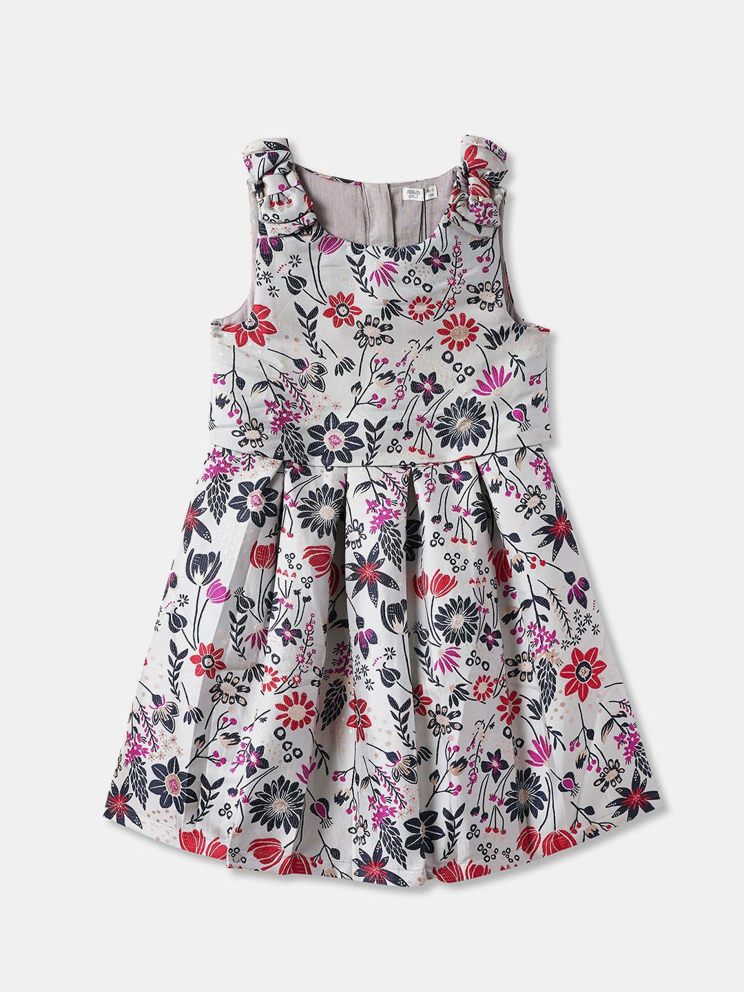 

R&B Girls Floral Fit and Flare Dress, Grey