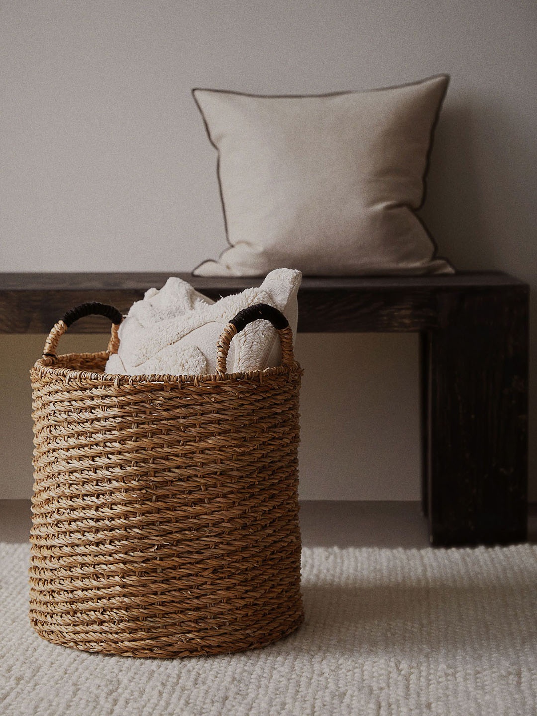 

H&M Beige Large Seagrass Storage Basket