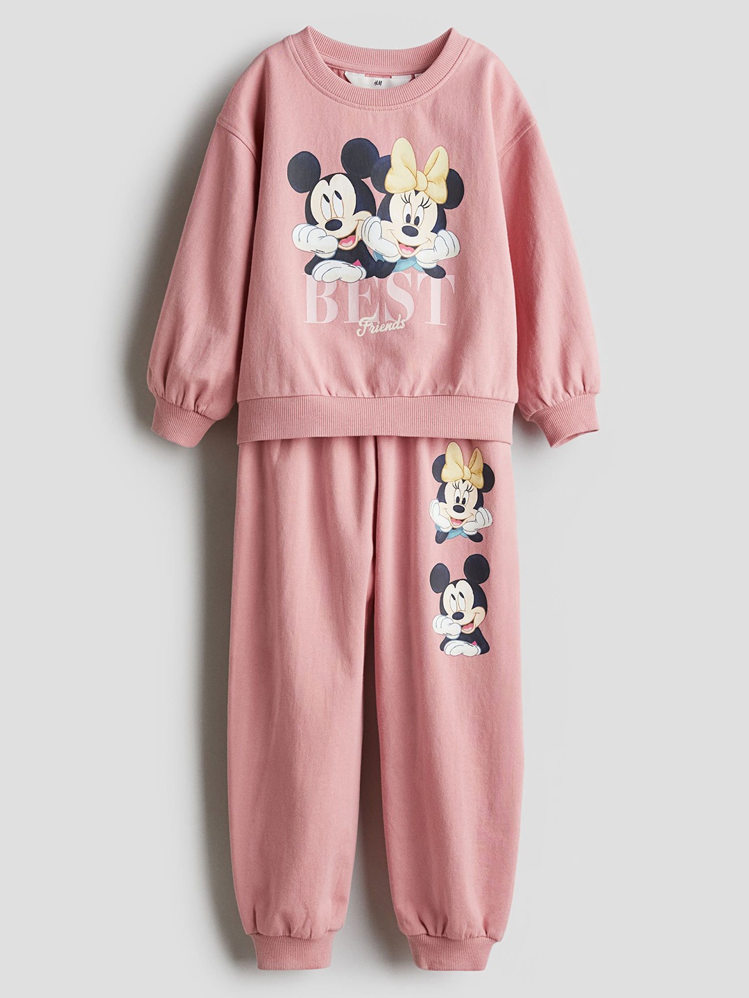 

H&M 2-Piece Printed Pure Cotton Sweatshirt Set, Pink