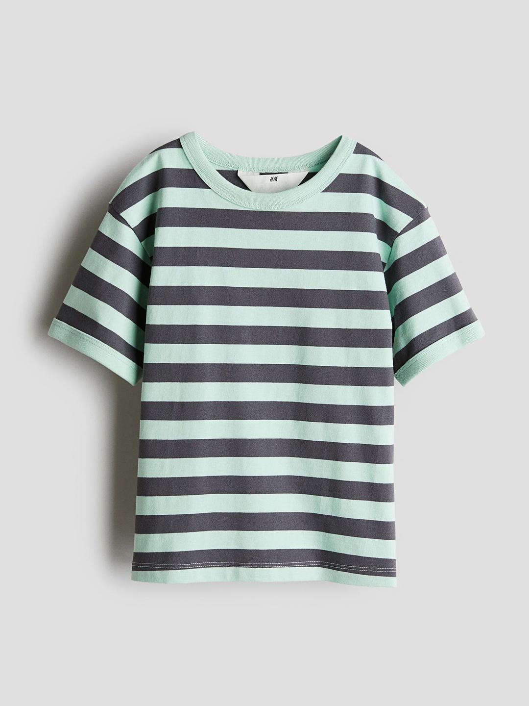 

H&M Printed Cotton T-Shirt, Turquoise blue