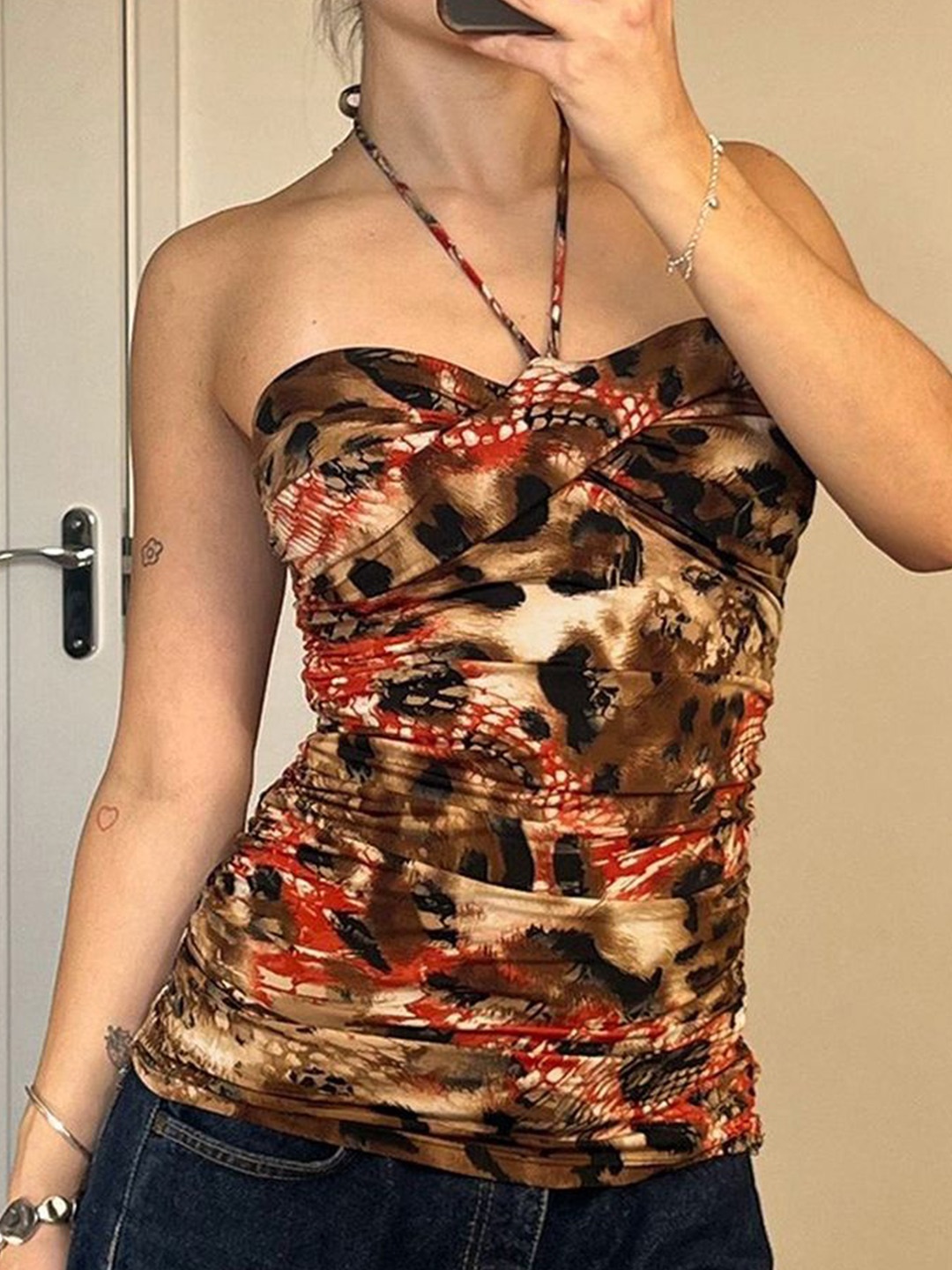 

LULU & SKY Print Top, Brown