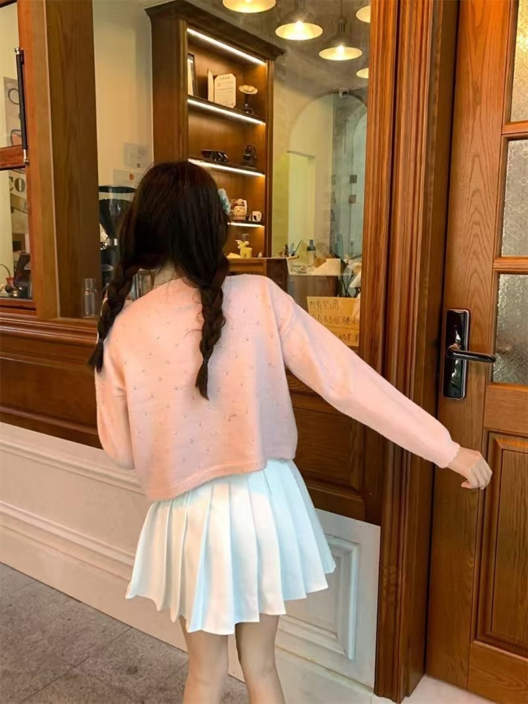 

KPOP Women V-Neck Long Sleeves Top, Pink
