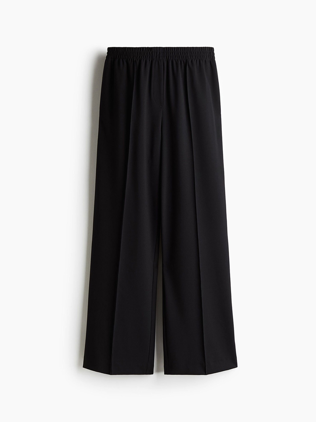 

H&M Wide Crease-Detail Trousers, Black