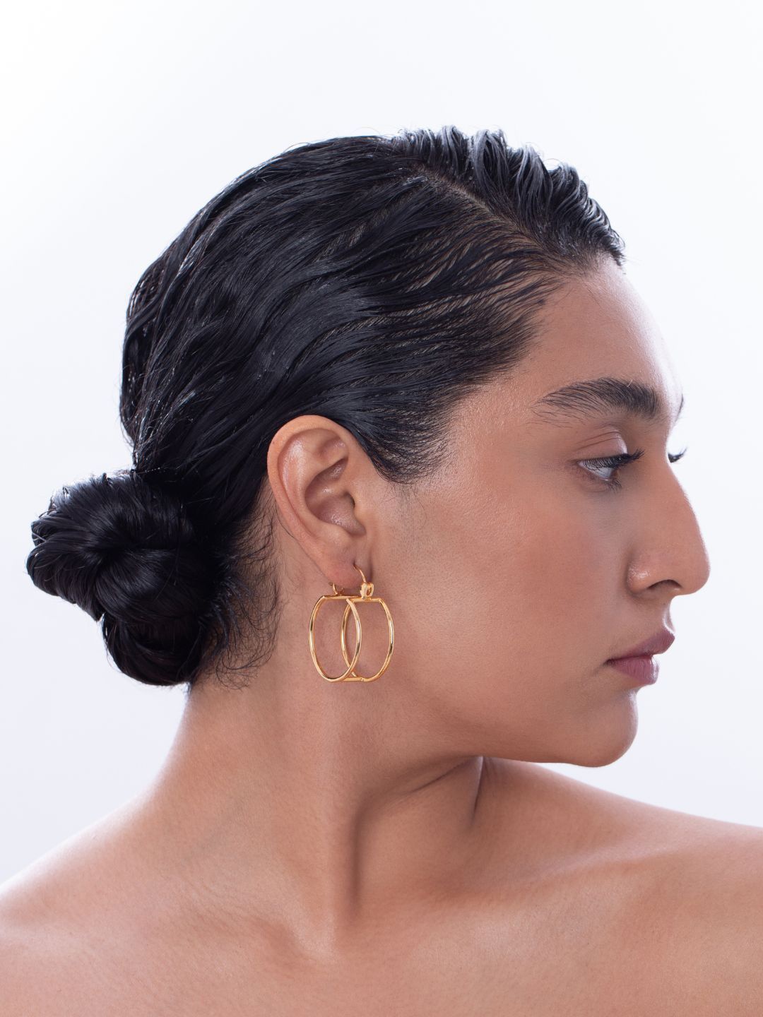 

Ethnic Andaz Circular Hoop Earrings, Gold