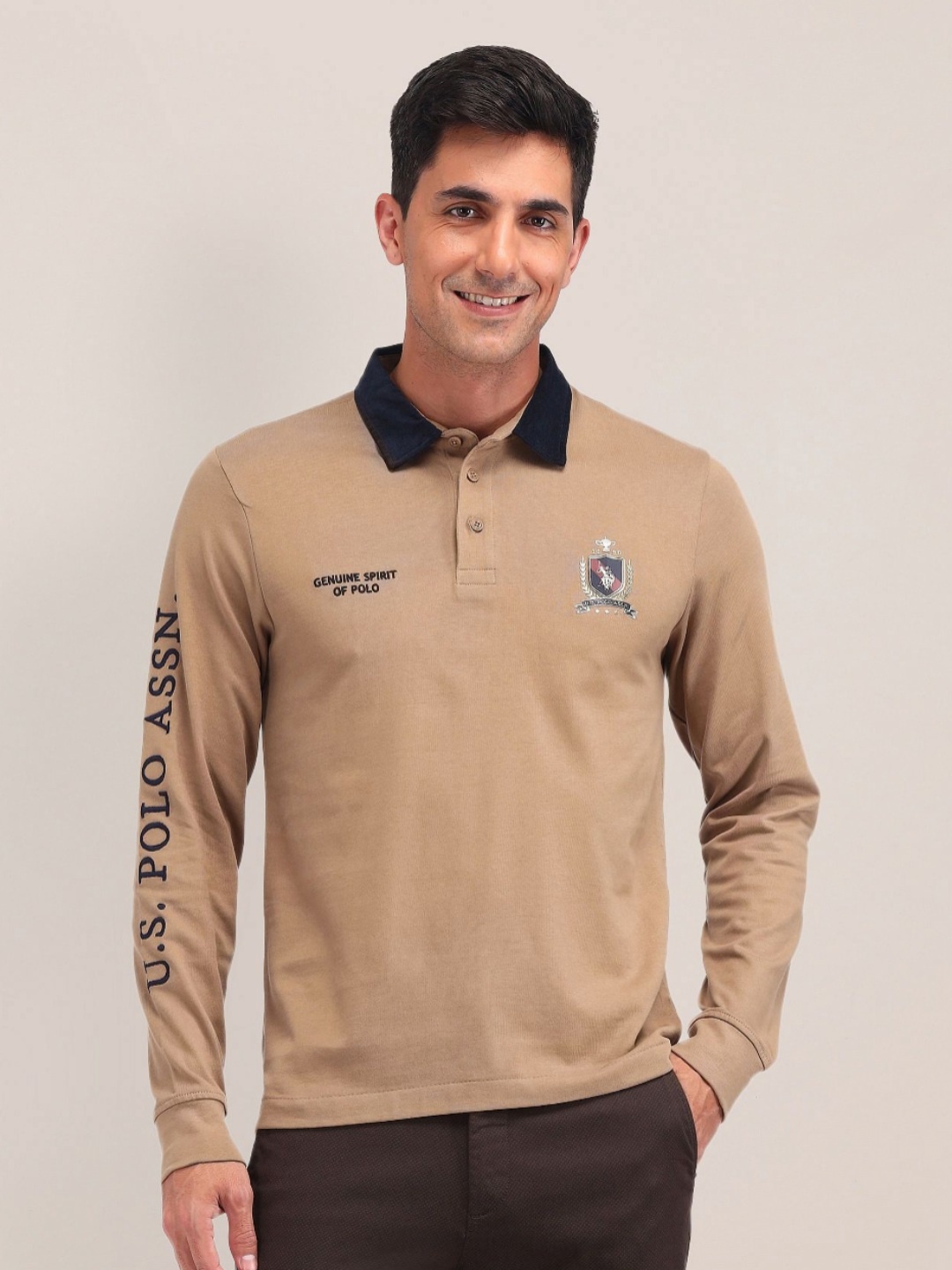 

U.S. Polo Assn. Men Polo Collar Slim Fit T-shirt, Brown