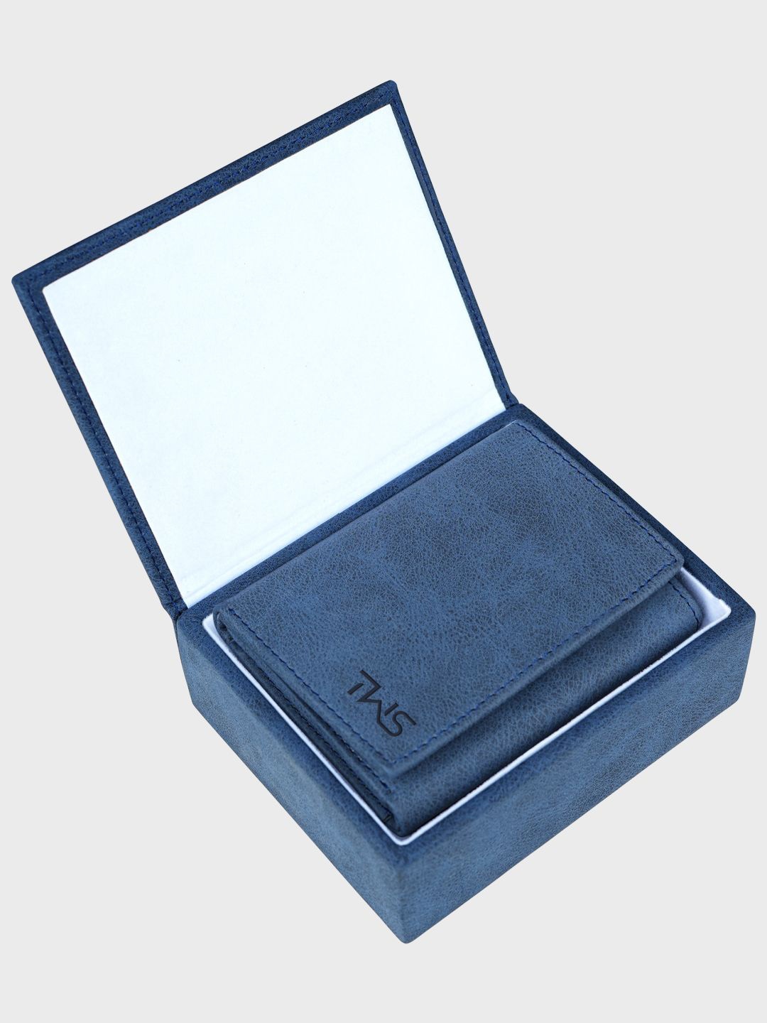 

The Wallet Store Men Leather Three Fold Wallet, Blue
