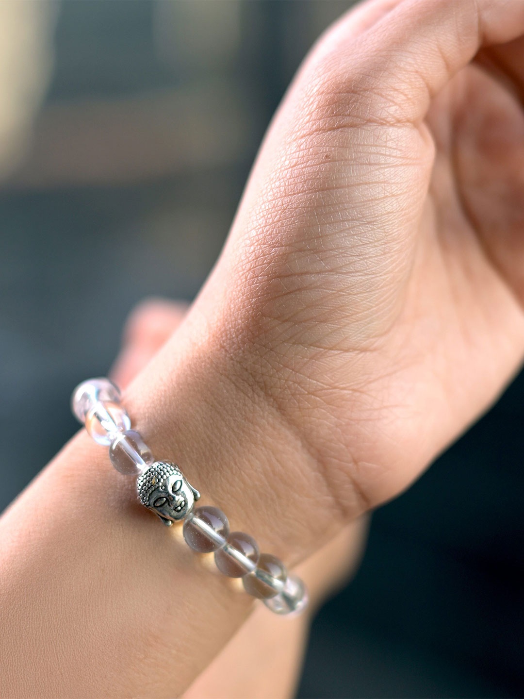 

Astrotalk Natural Sphatik Crystal Bracelet, Transparent