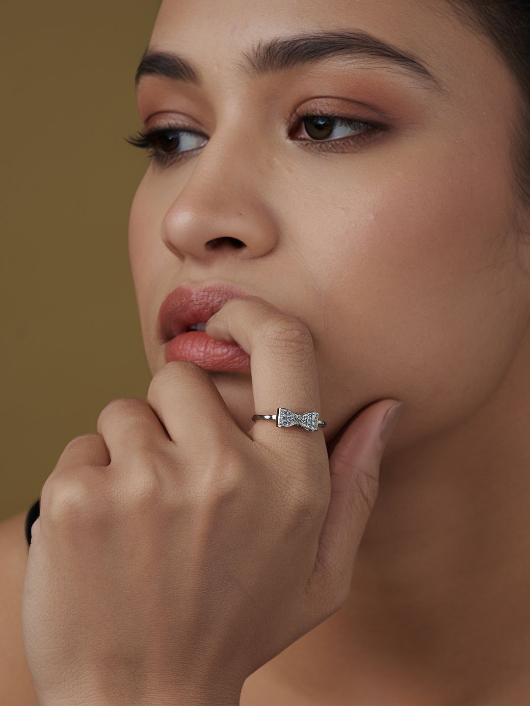

LeCalla 925 Silver-Plated CZ Studded Finger Ring