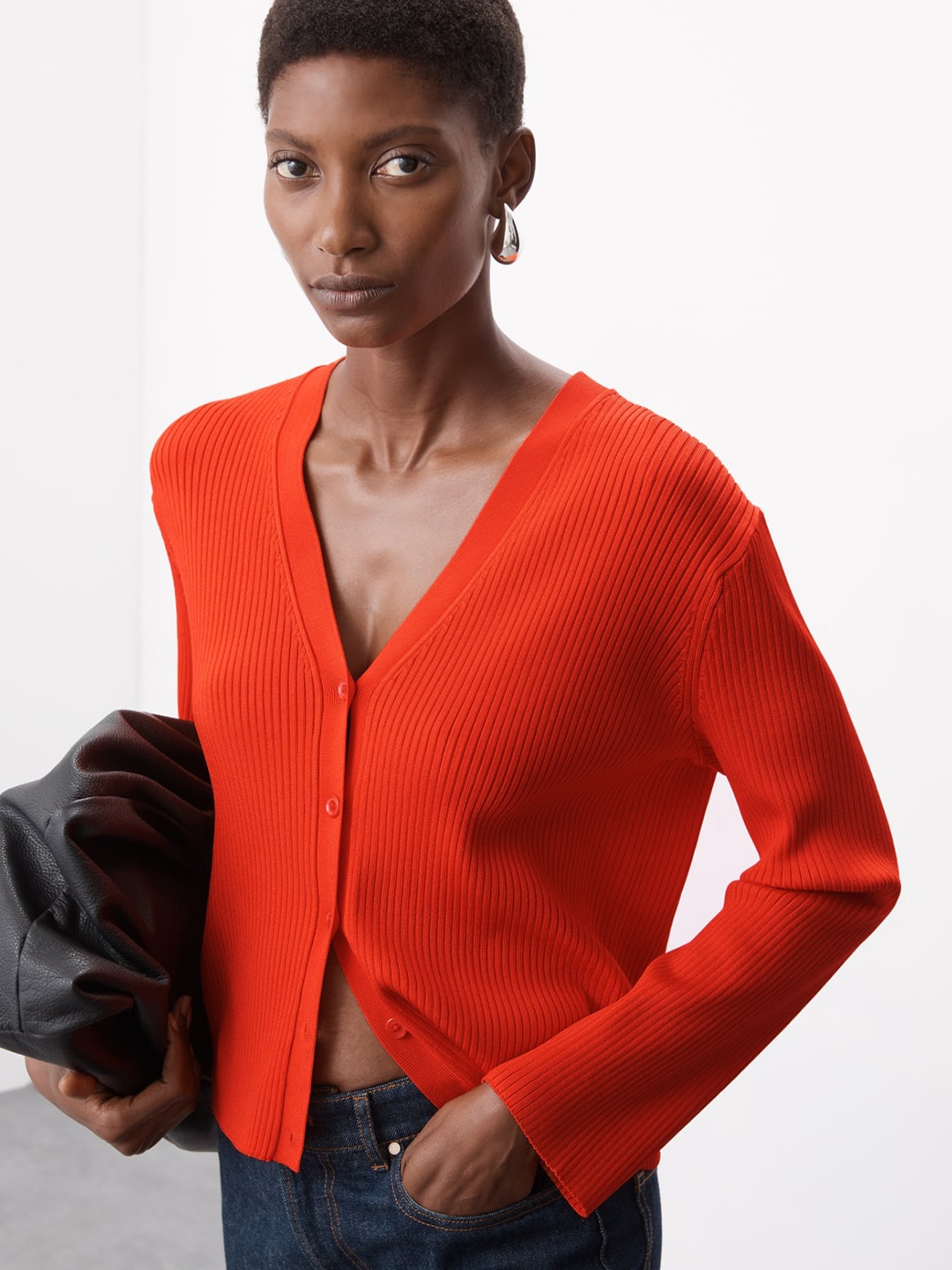 

Marks & Spencer Women V-Neck Long Sleeves Crop, Orange