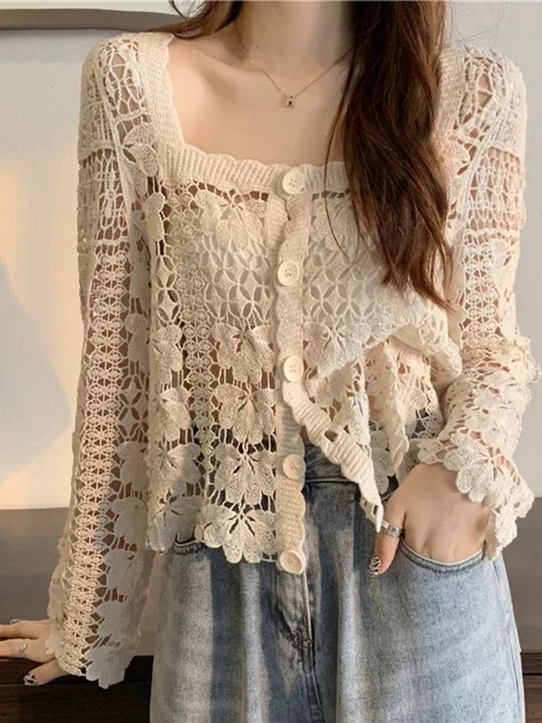 

LULU & SKY Bell Sleeve Top, Beige