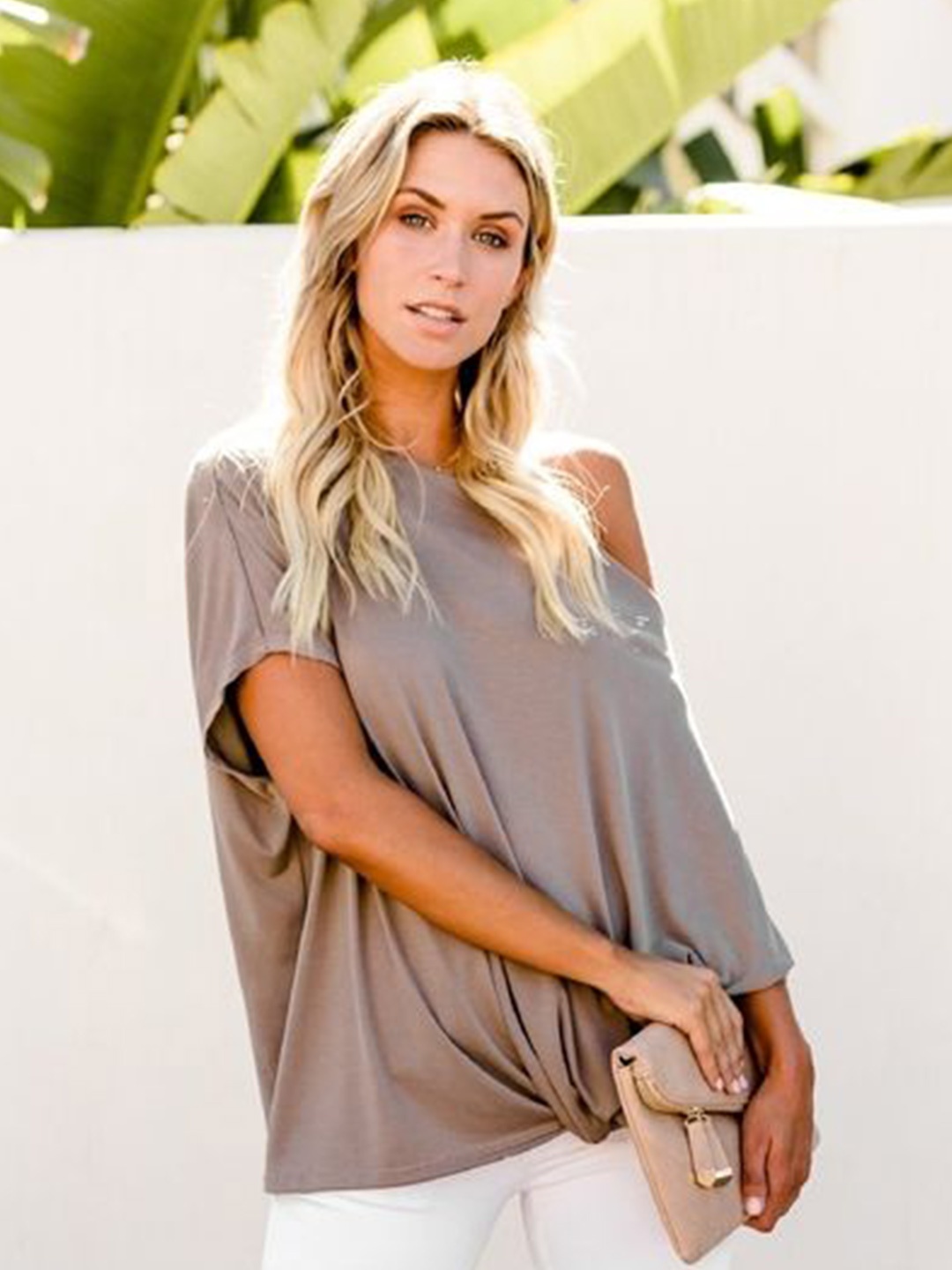 

LULU & SKY Batwing Sleeve Kaftan Top, Brown