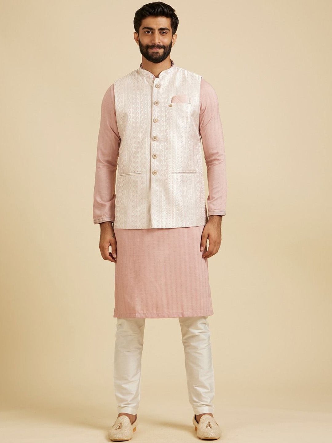 

Manyavar Embroidered Nehru Jacket, Pink