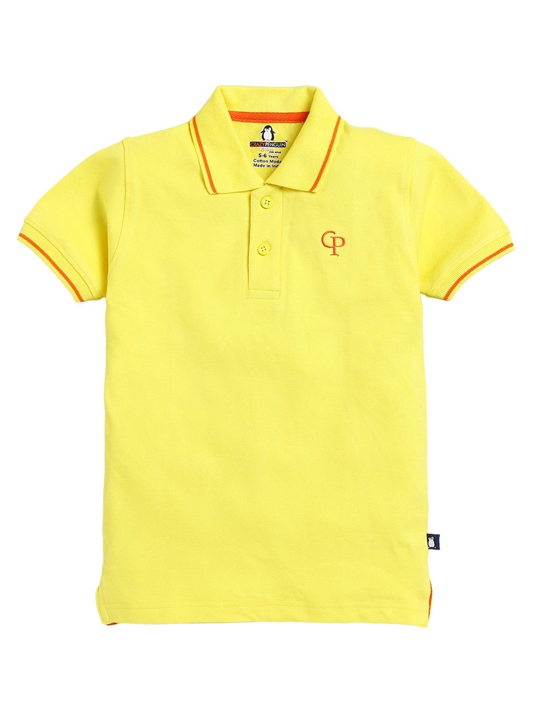 

CRAZYPENGUIN ELITE Boys Solid Polo Collar Cotton T-shirt, Yellow