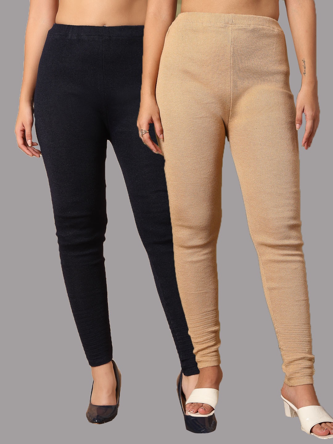 

Clora Creation Women Set Of 2 Woollen Ankle Length Winter Leggings, Black