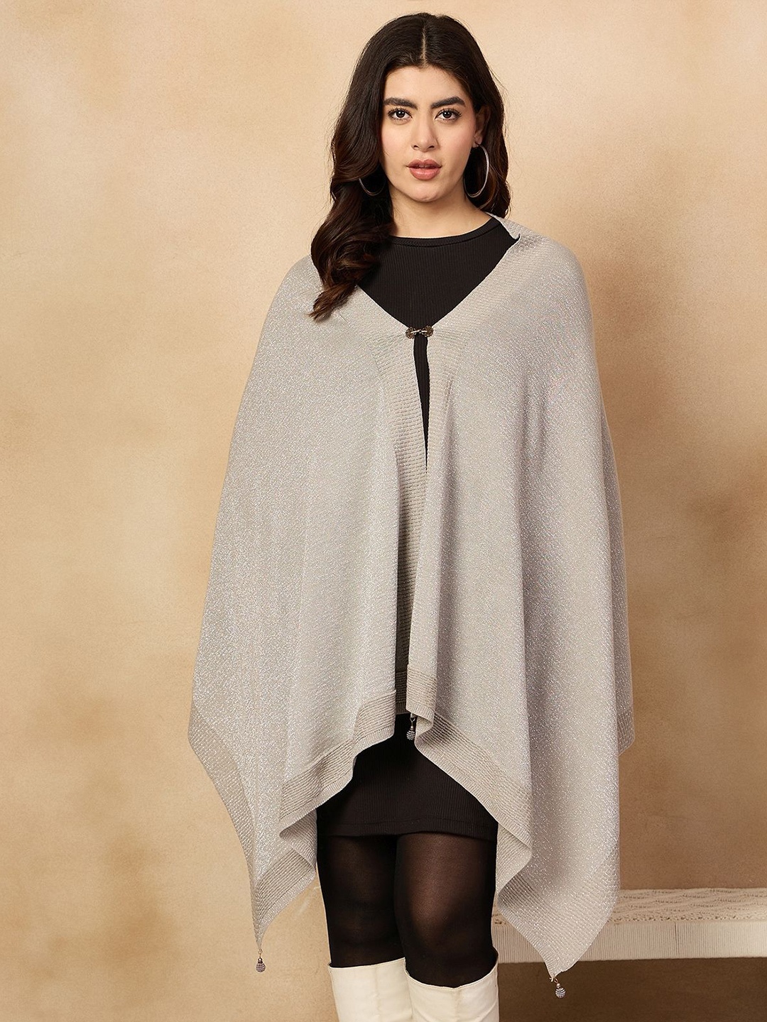

InWeave Women Longline Acrylic Poncho, Grey