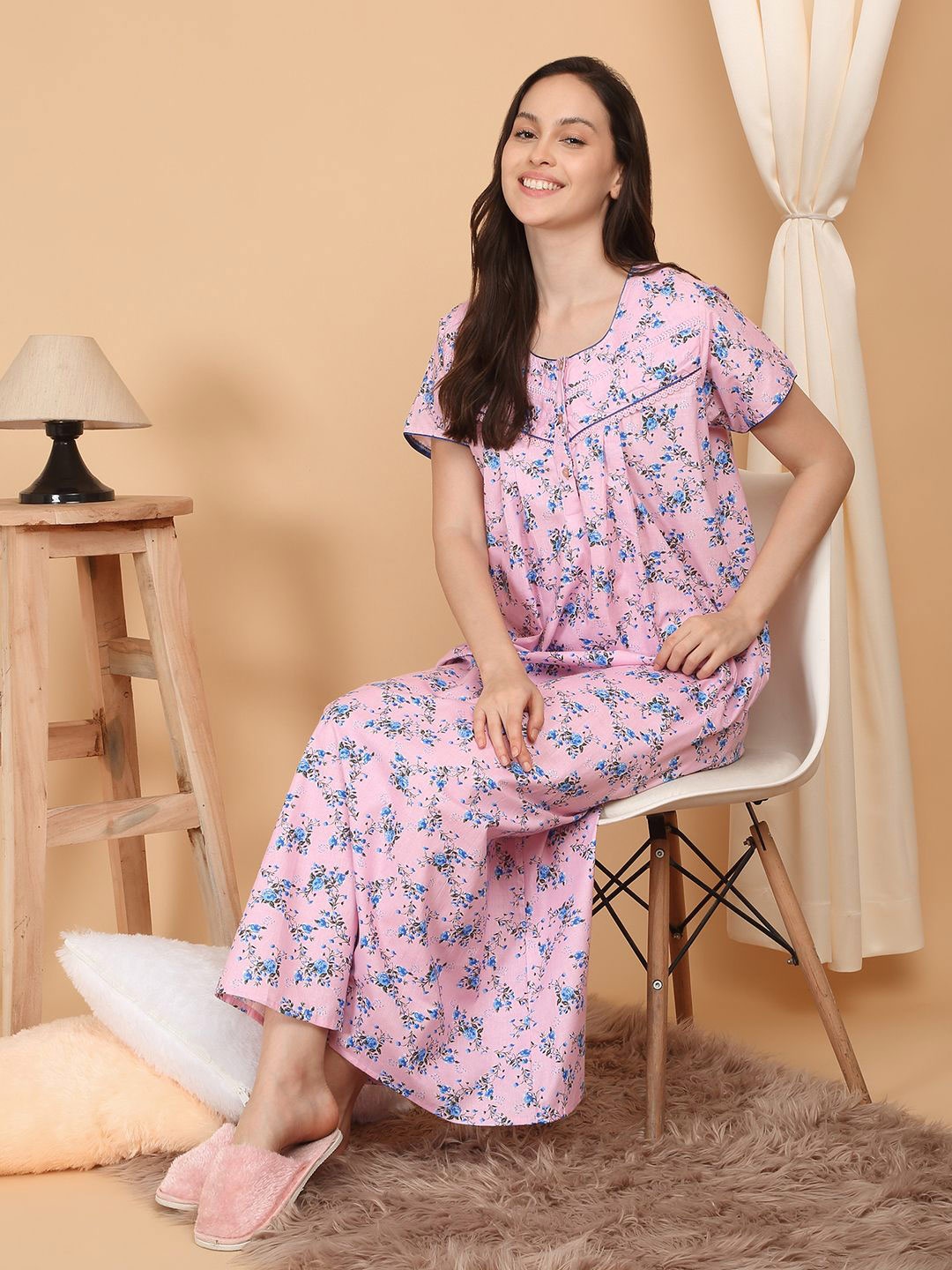 

Sweet Dreams Printed Maxi Nightdress, Pink