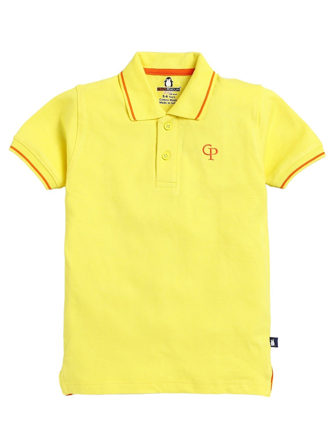 

CRAZYPENGUIN ELITE Boys Solid Polo Collar Cotton T-shirt, Yellow