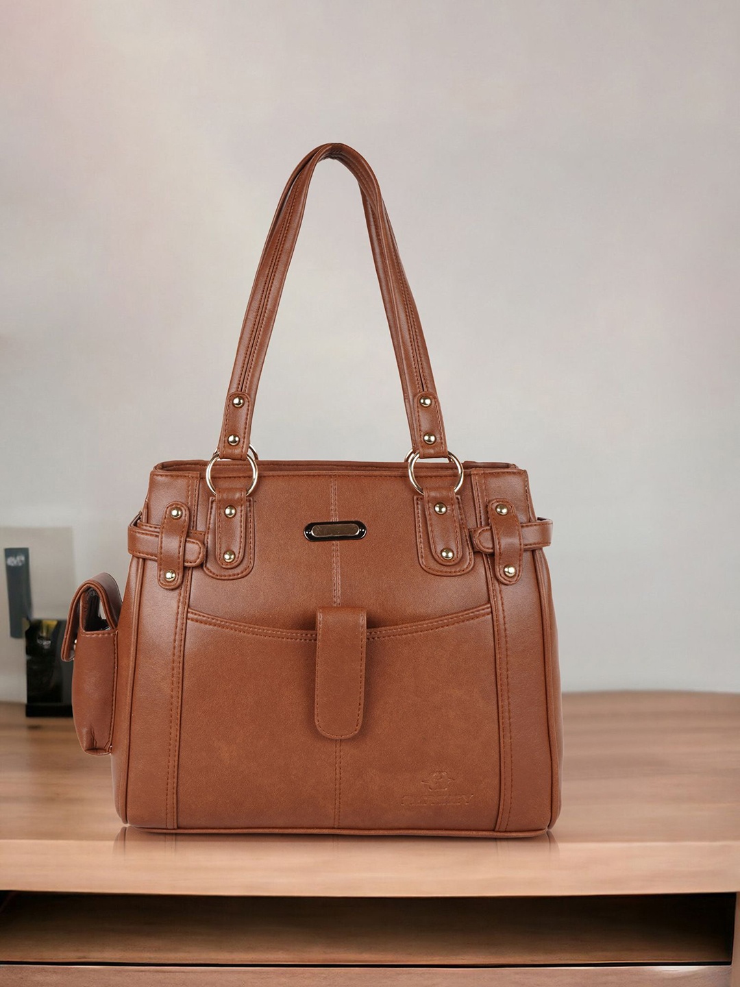 

PARSLEY Structured Satchel, Tan