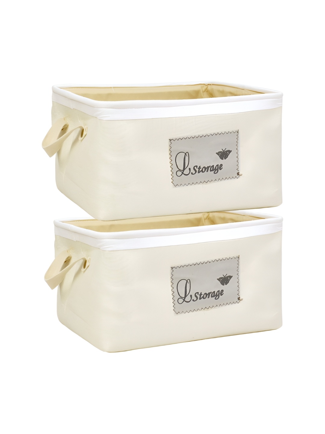 

HomeStorie Cream-Coloured 2 Pcs Jute Eco-Friendly Foldable Multi-Utility Organisers