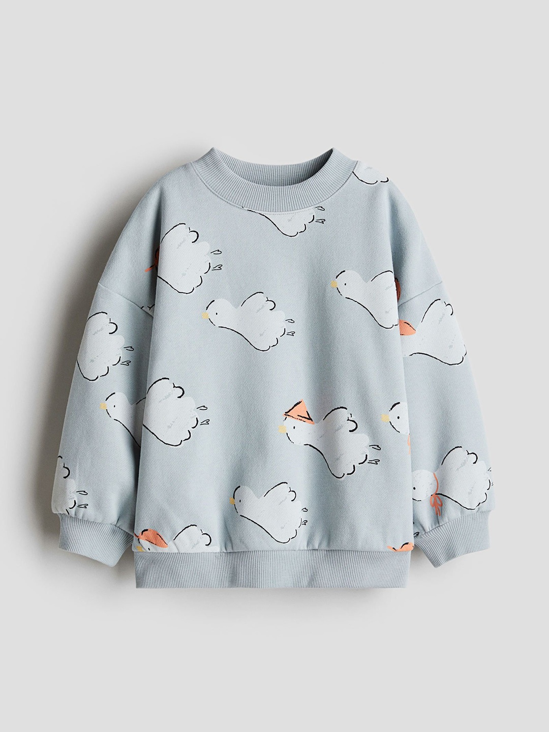 

H&M Printed Cotton Sweatshirt, Blue