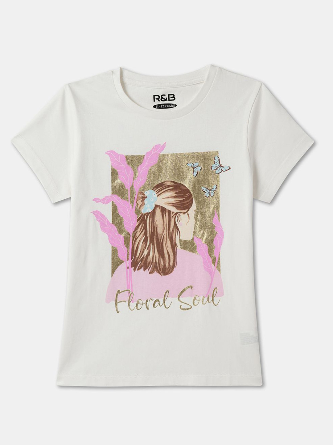

R&B Girls Printed T-shirt, White