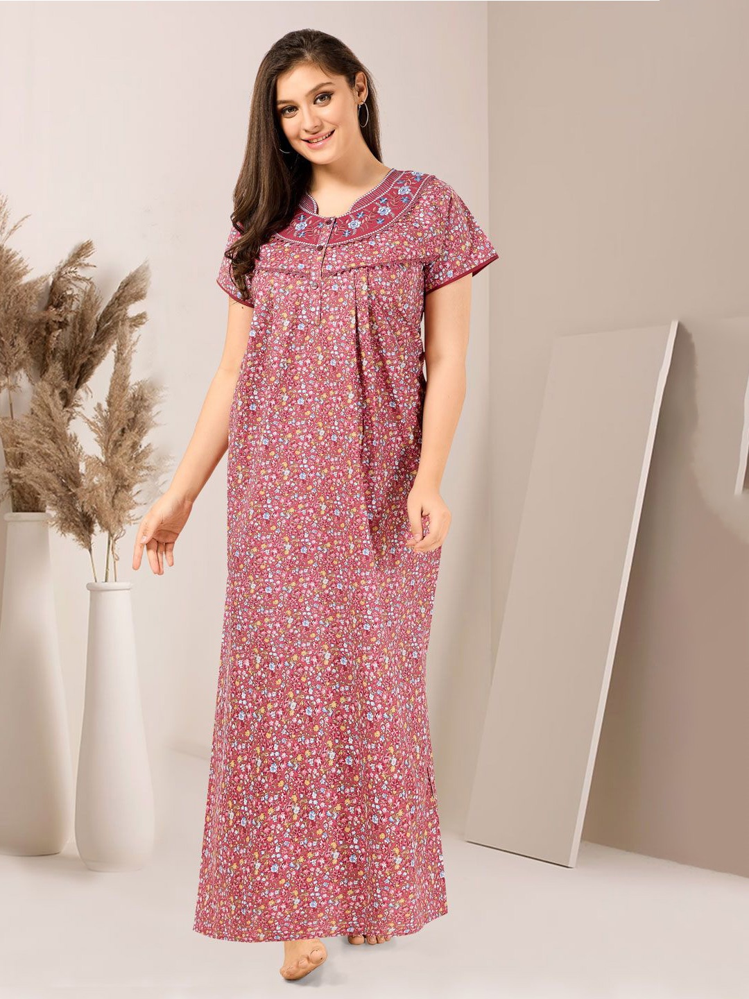 

Soulemo Printed Maxi Nightdress, Pink