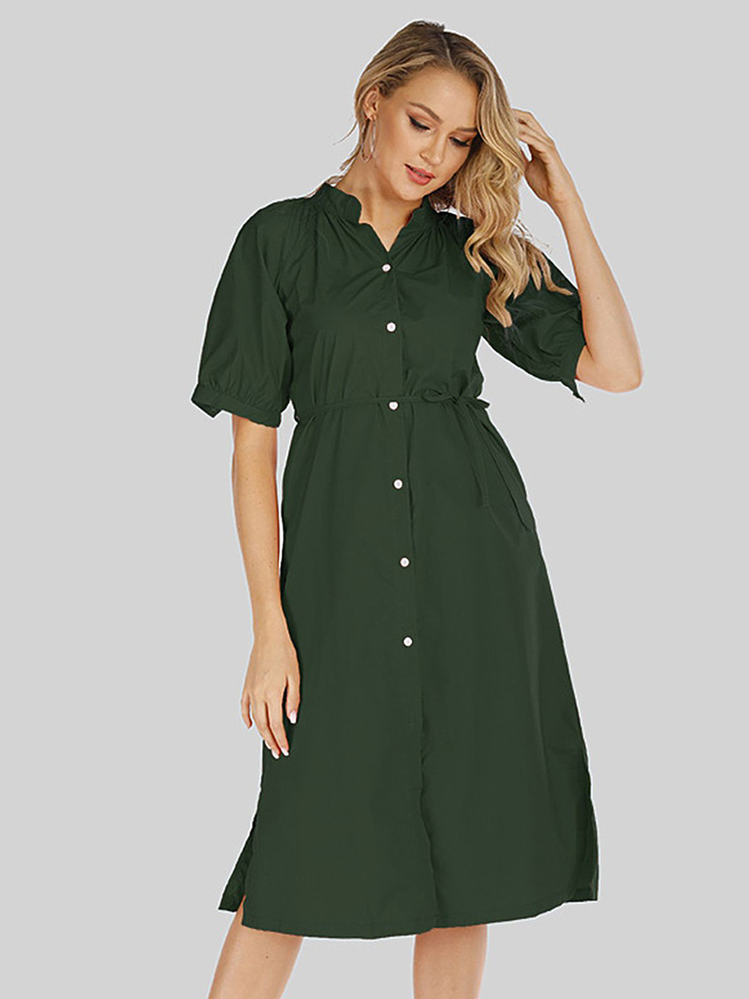 

LULU & SKY Shirt Midi Dress, Green