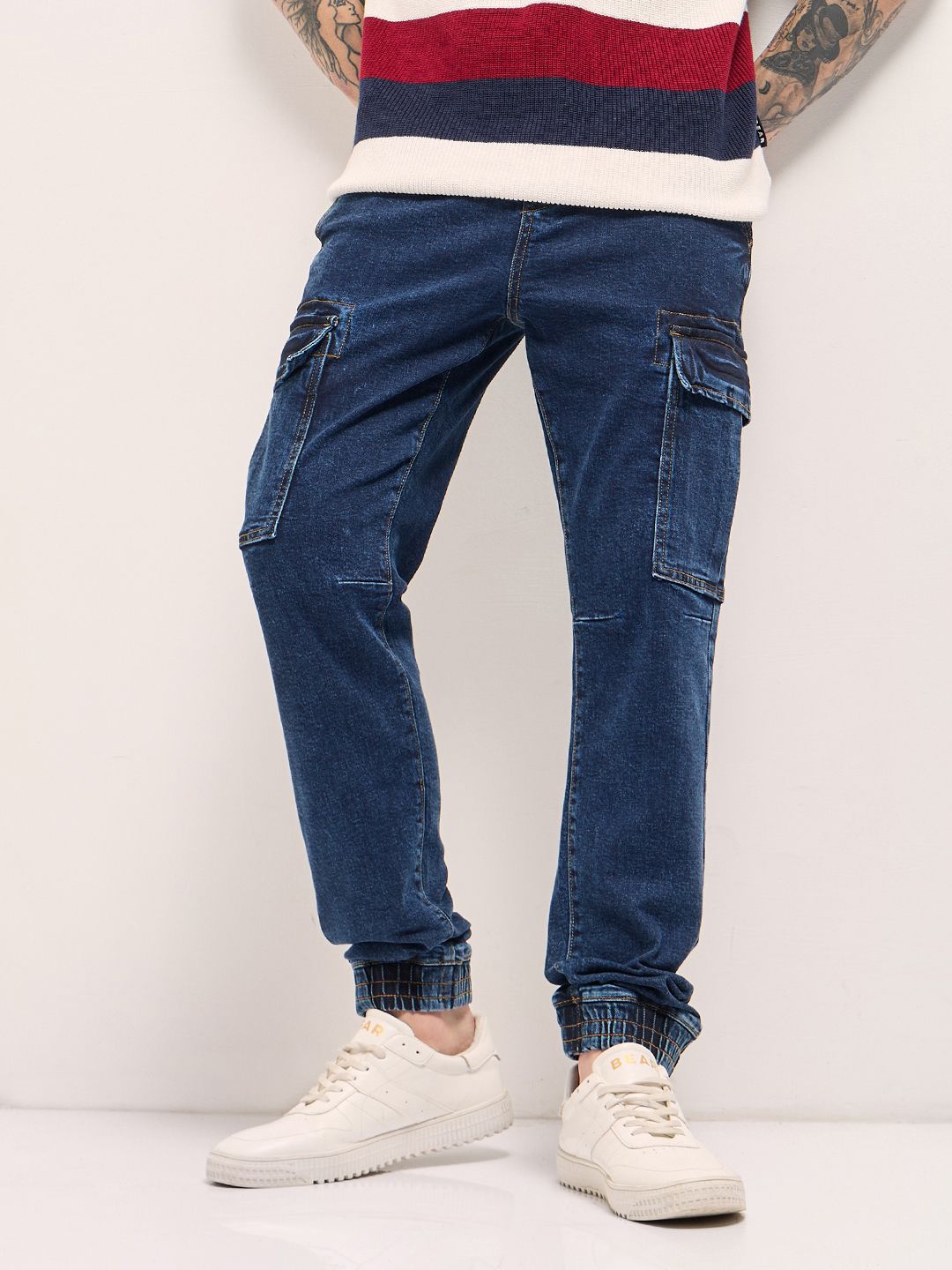

THE BEAR HOUSE Men Slim Fit Mid-Rise Stretchable Jeans, Blue