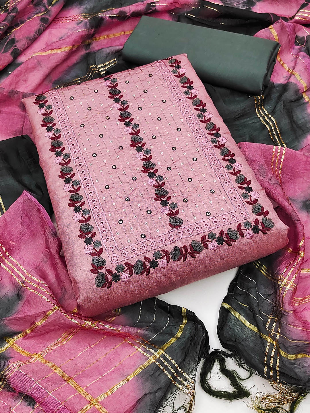 

Maroosh Embroidered Unstitched Dress Material, Pink