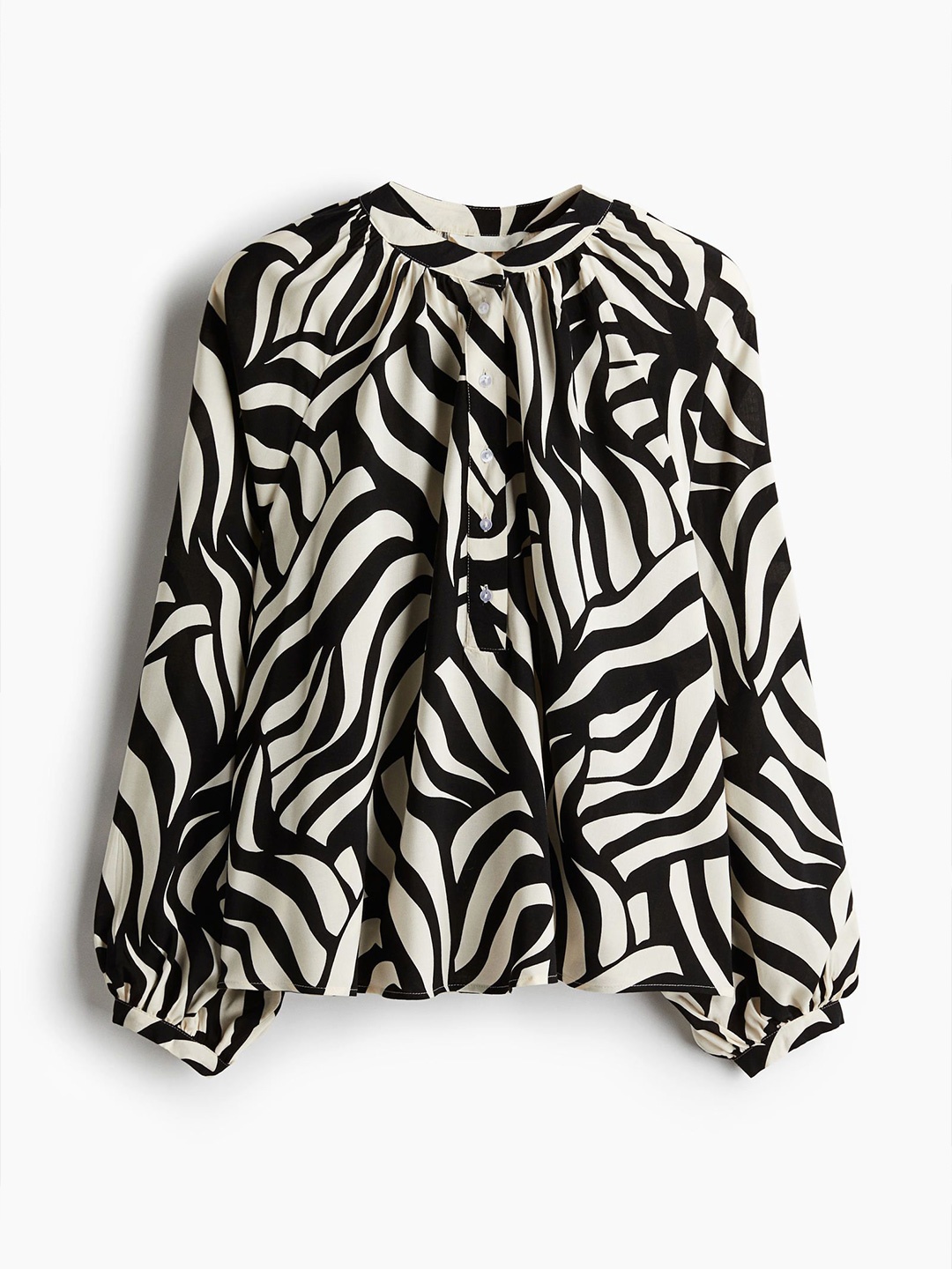 

H&M Balloon-Sleeved Blouse, Black