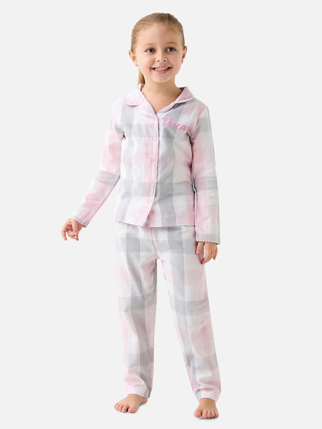 

Juniors by Babyshop Girls Checked Night suit, Pink