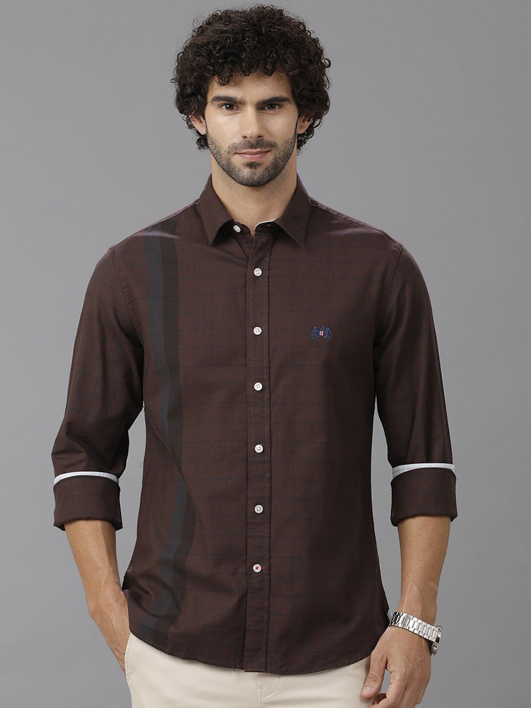 

Double Two Men Comfort Slim Fit Opaque Casual Shirt, Green