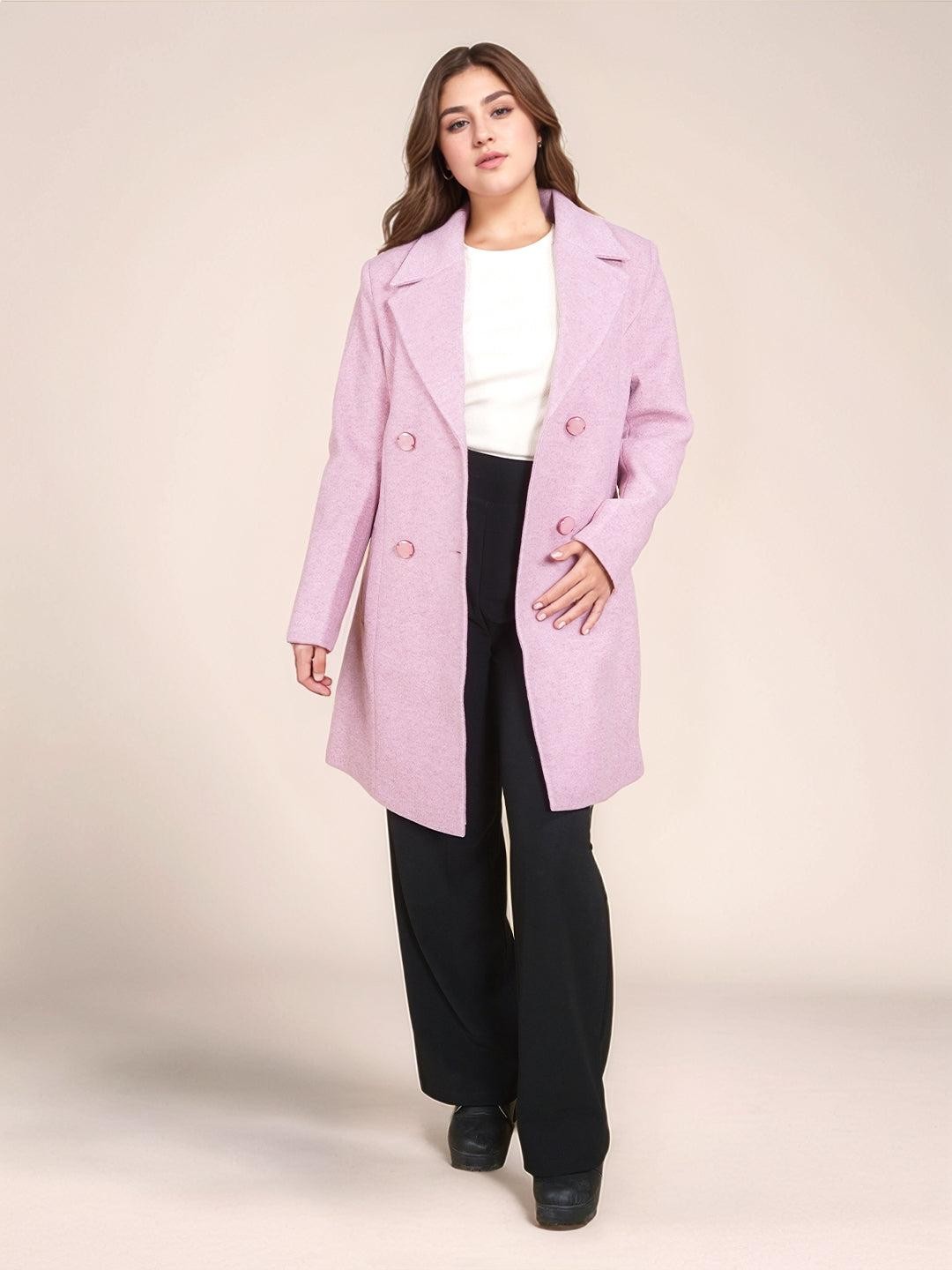

Zink London Double-Breasted Slim Fit Overcoat, Pink