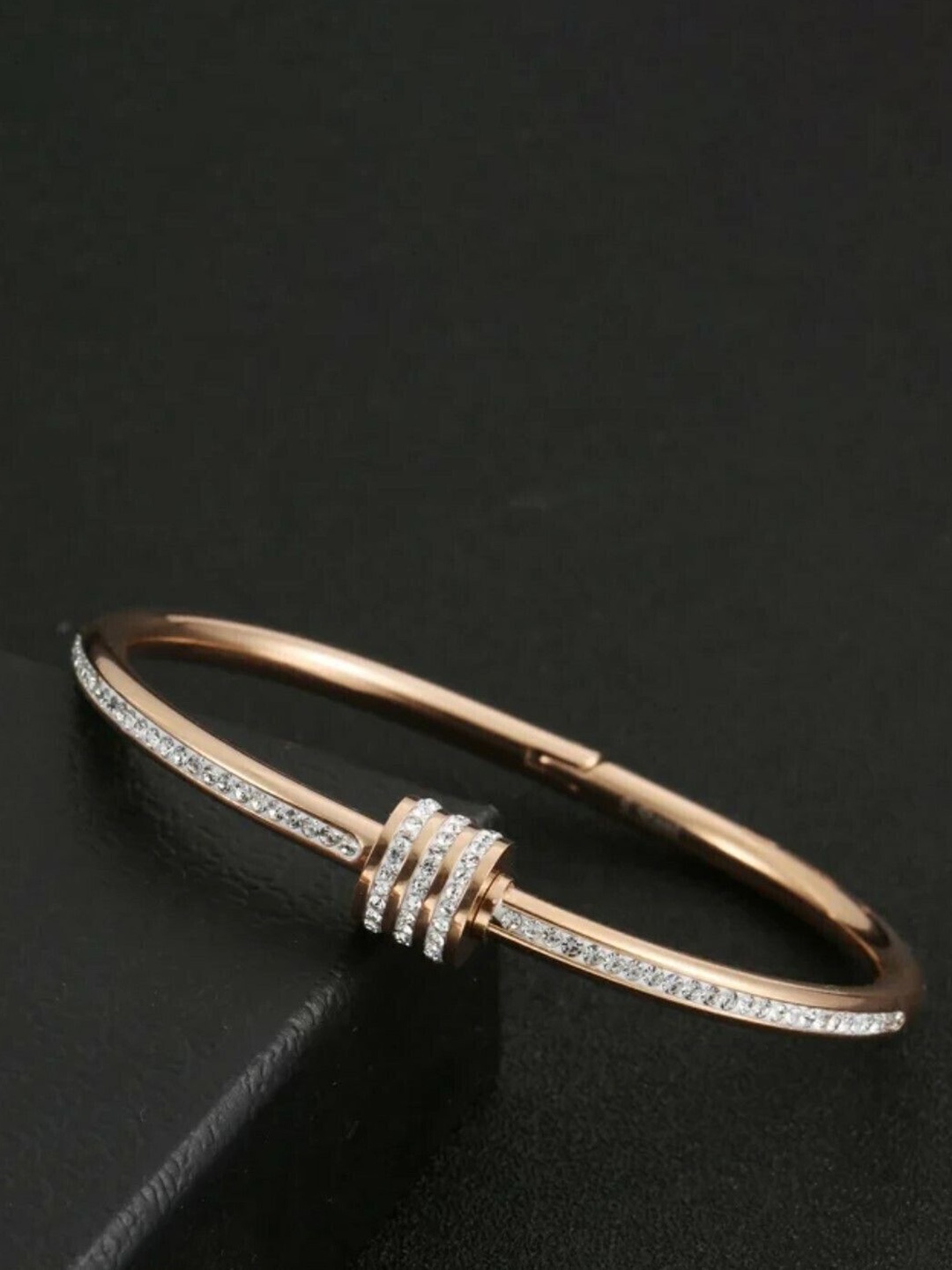

V FASHION JEWELLERY Rose Gold-Plated Stainless Steel Bracelet