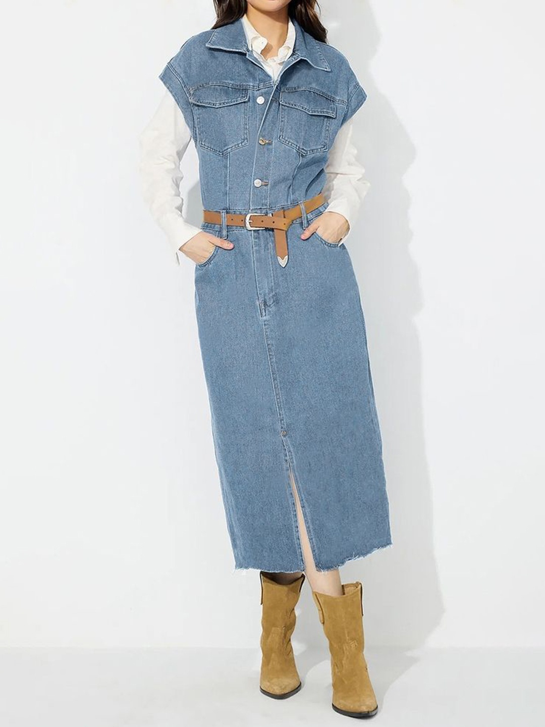 

LULU & SKY Shirt Midi Dress, Blue