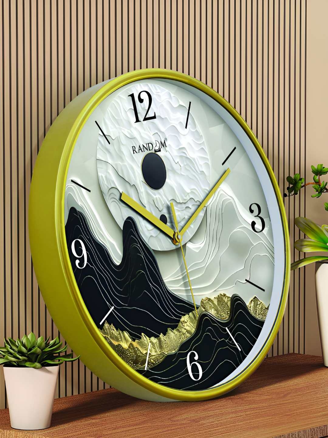 

RANDOM Printed Round Shaped Sweep Silent Movement Contemporary Wall Clock, White