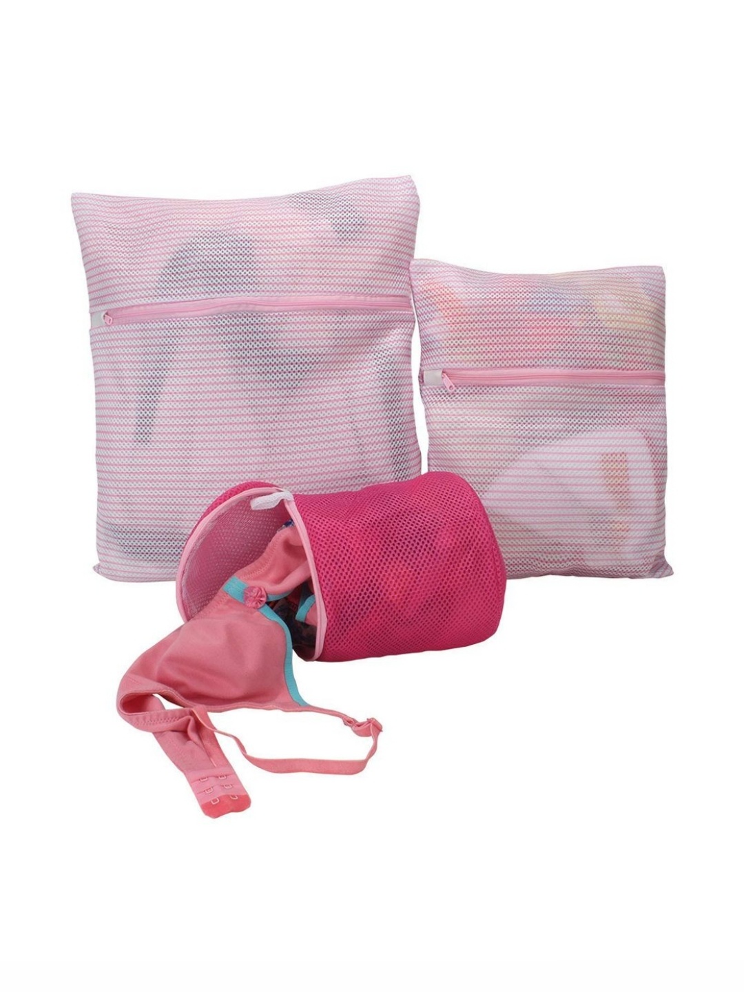 

HOKIPO Pink 3 Pieces Mesh Laundry Clothes Washing Bags