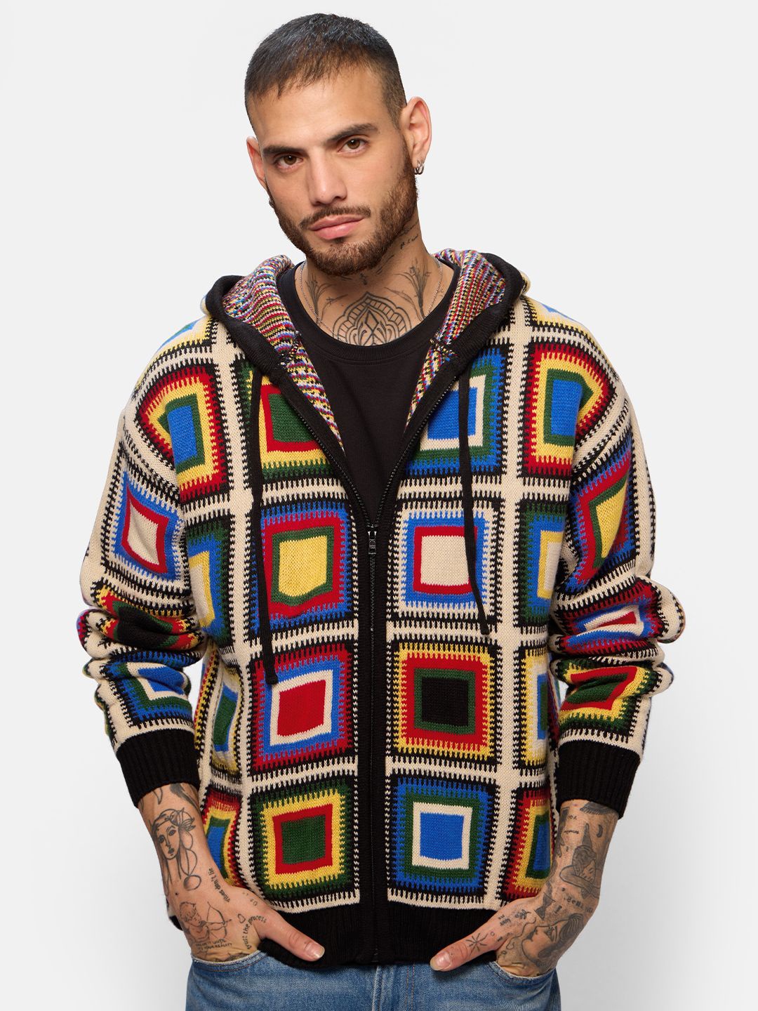 

The Souled Store Men Checked Hooded Sweatshirt, Multi