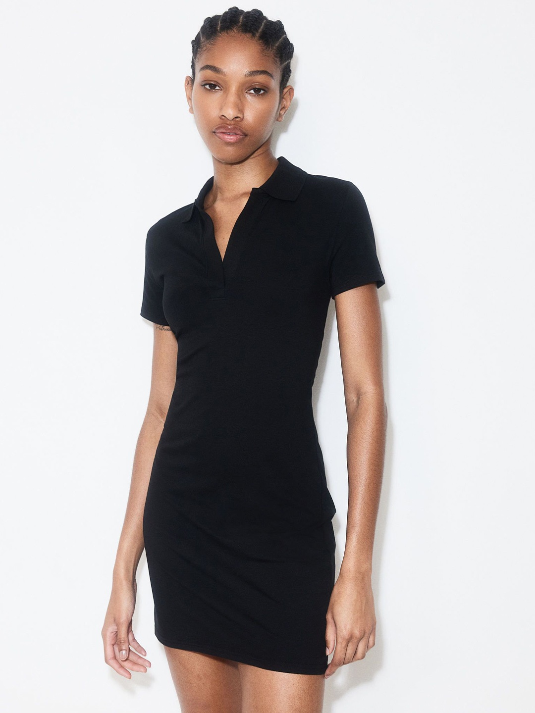 

H&M Women Bodycon Polo Dress, Black