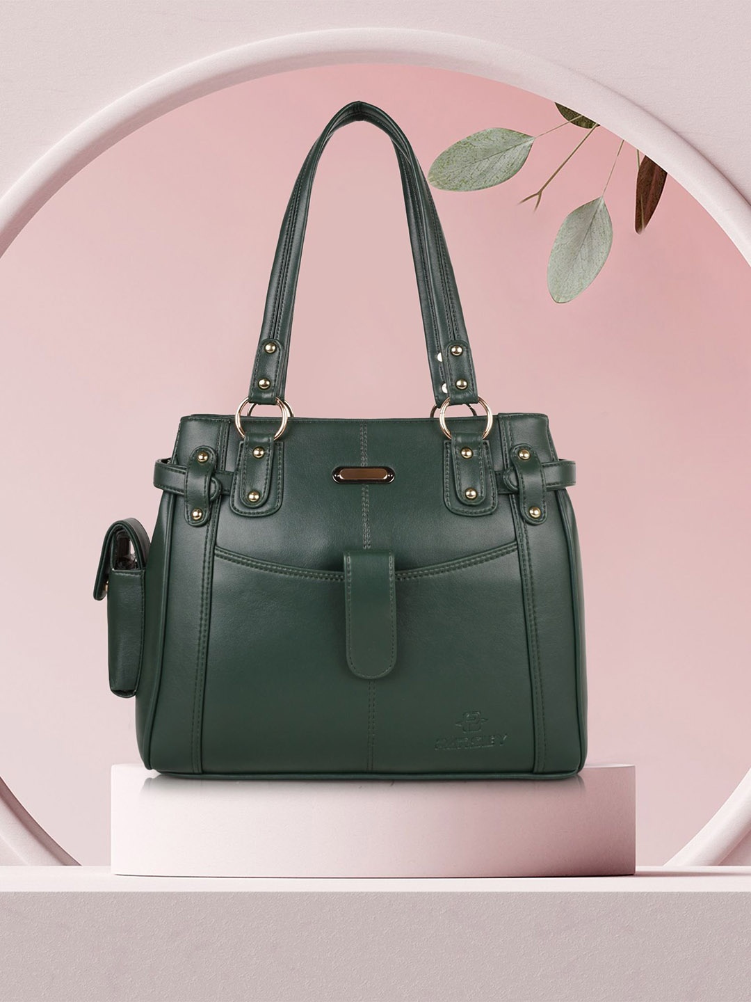 

PARSLEY Colourblocked Swagger Satchel, Green