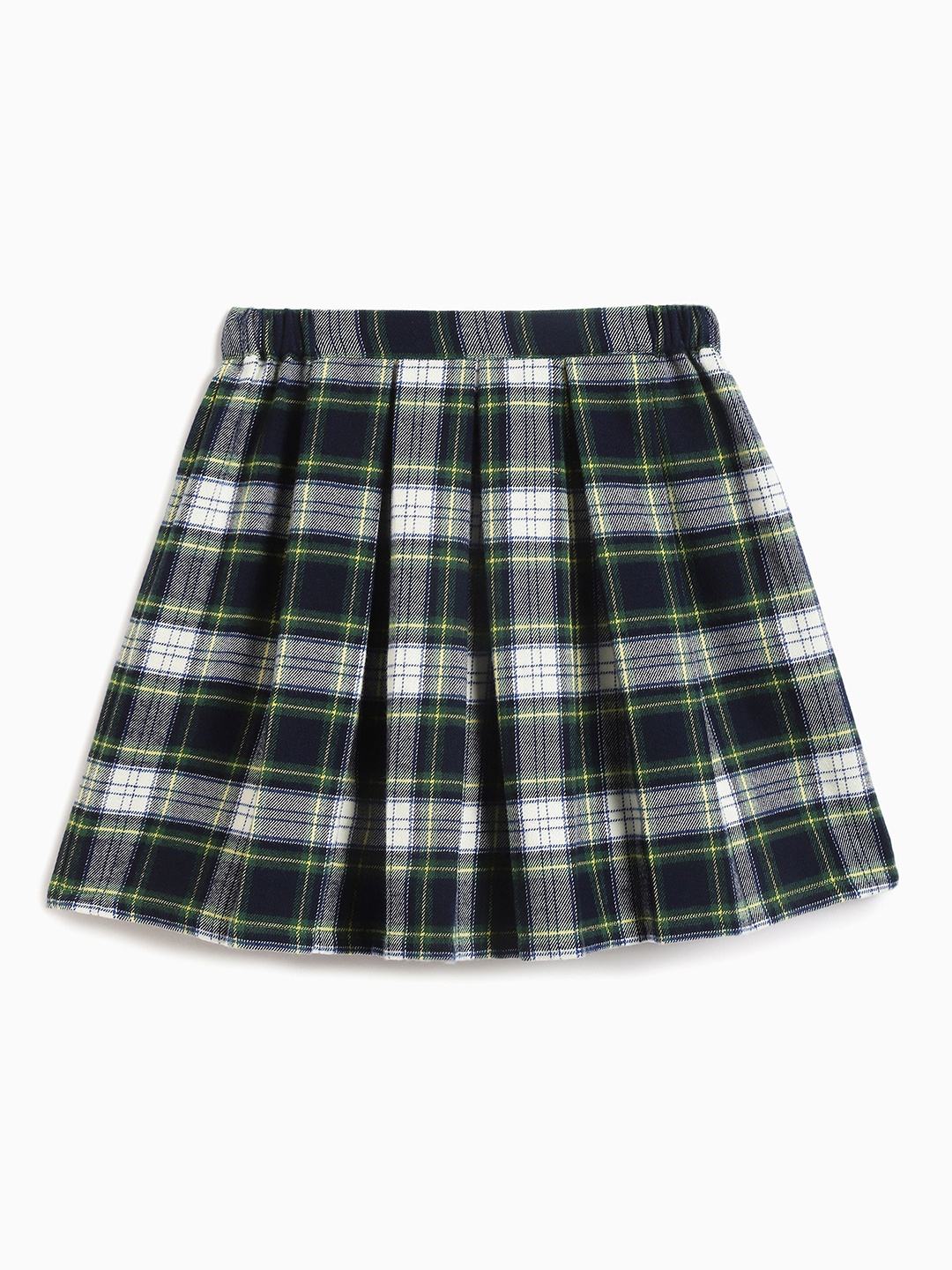 

Campana Girls Pleated Checked Cotton Twill Skirt, Navy blue