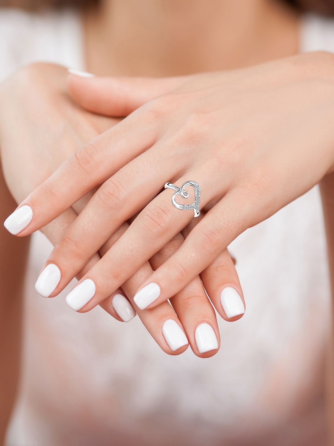 

LeCalla Silver Plated CZ-Studded Finger Ring